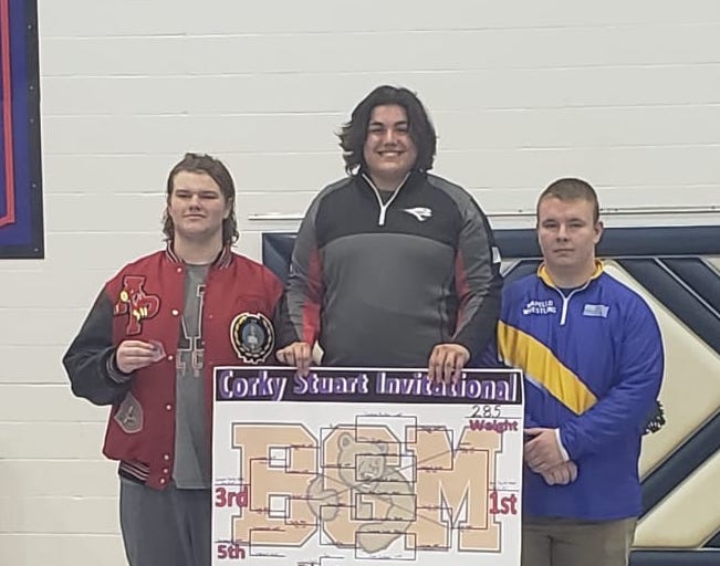 A-P/GC&#039;s Dakota Dally (left) was third in the heavyweight division at Saturday&#039;s tournament in BGM. (Photo from Facebook)